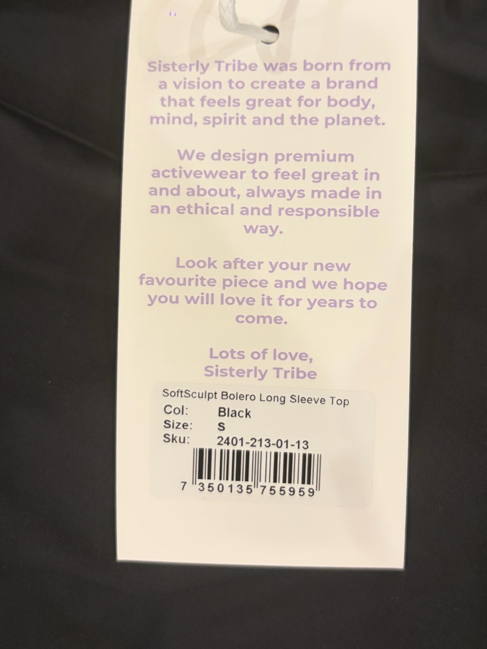 NWT Sisterly Tribe Long Sleeve Top - Picture 8 of 9